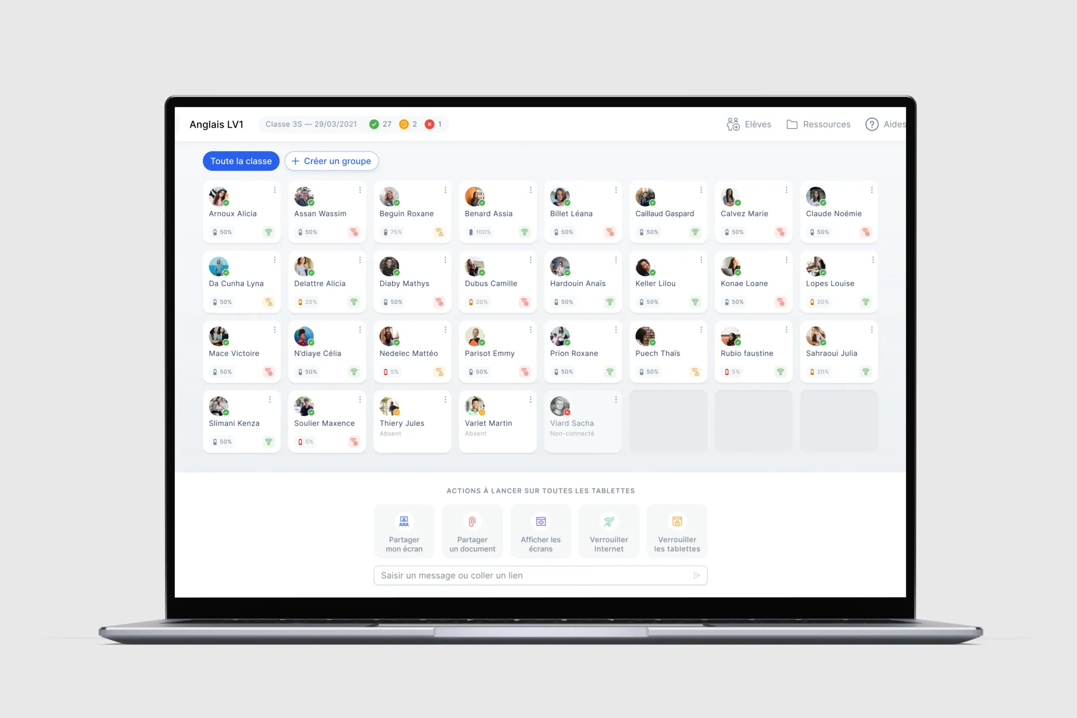 Teacher grid view